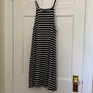 Old Navy black and white striped swing tank dress